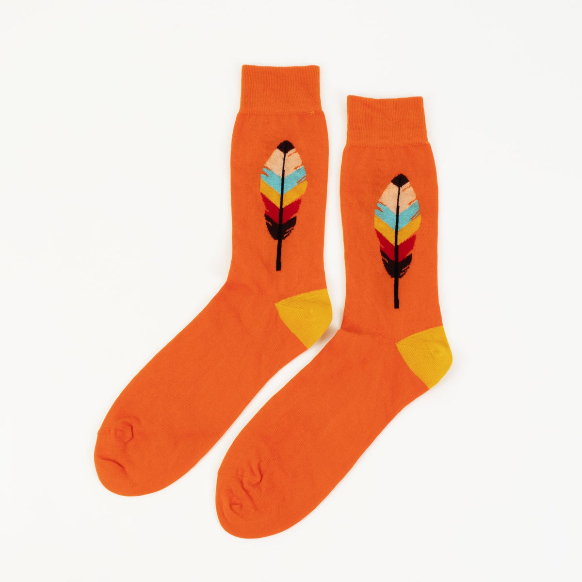 Velvet and White autumn feather pattern socks, alternate view