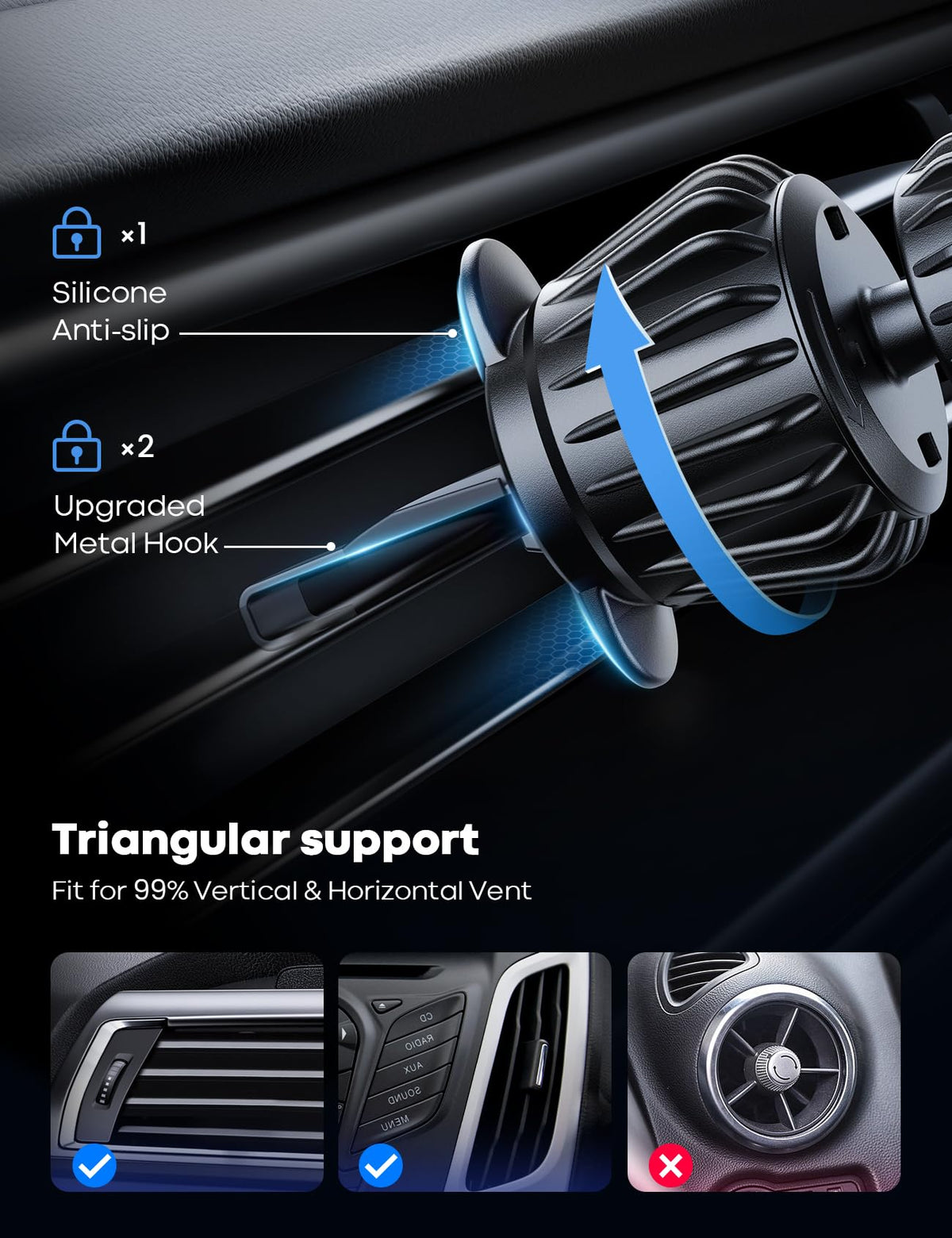 Lamicall MagSafe magnetic car vent phone mount, alternate view