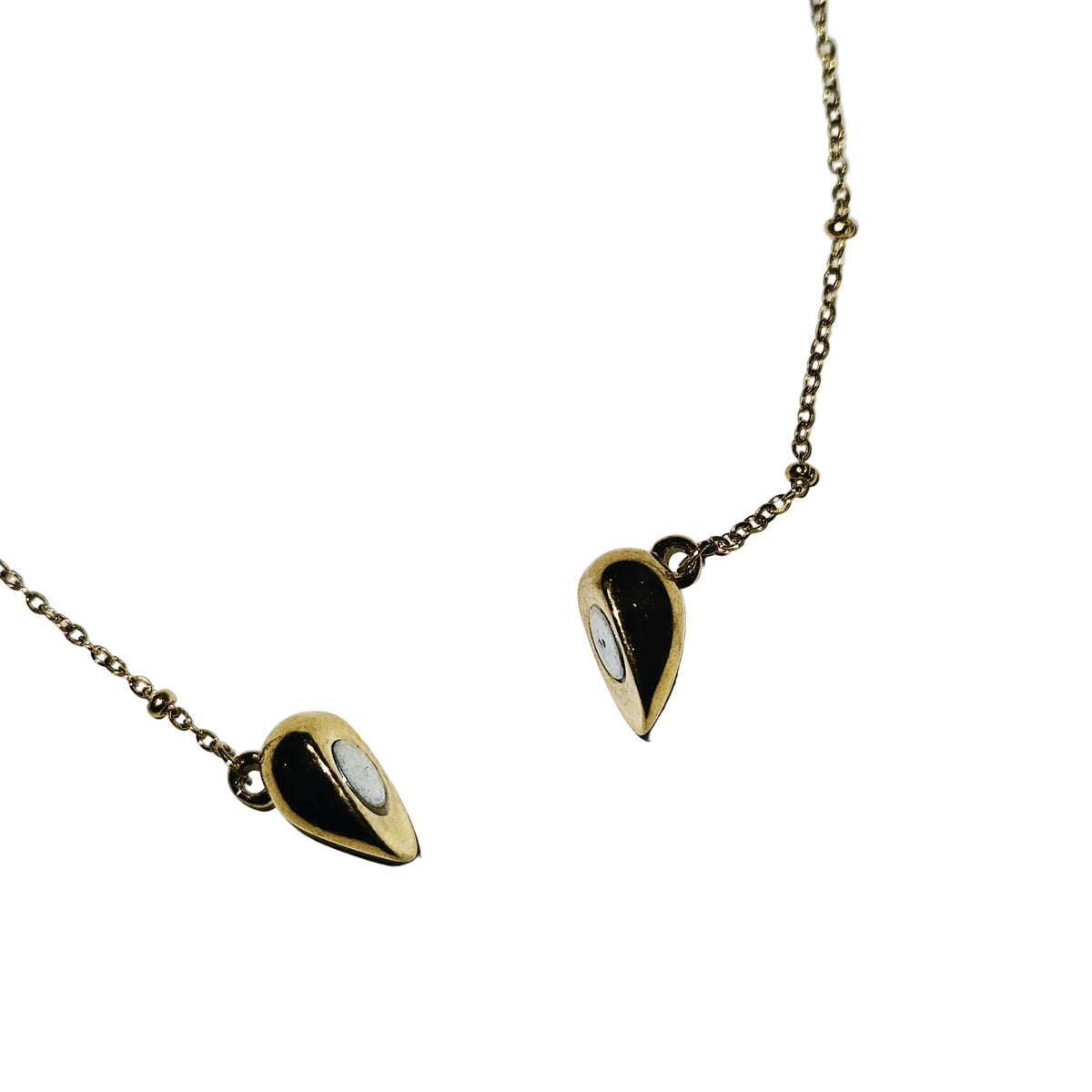 HACKNEY NINE ABNA gold beaded chain necklace with split heart pendant, alternate view