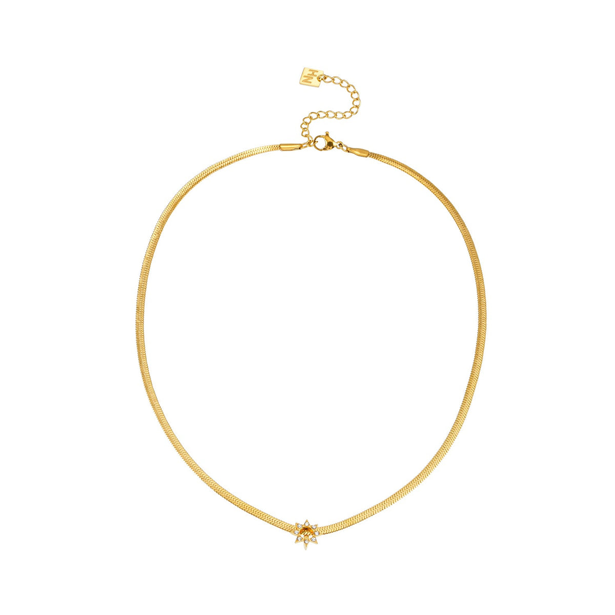 HACKNEY NINE AGULHAS gold snake chain necklace with zirconia star charm
