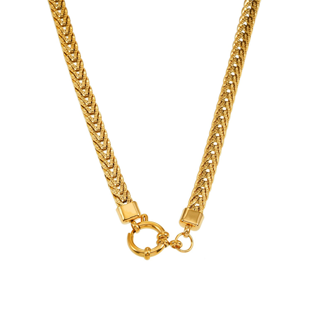 HACKNEY NINE ALICE gold chunky link chain necklace with ring fastener pendant, alternate view