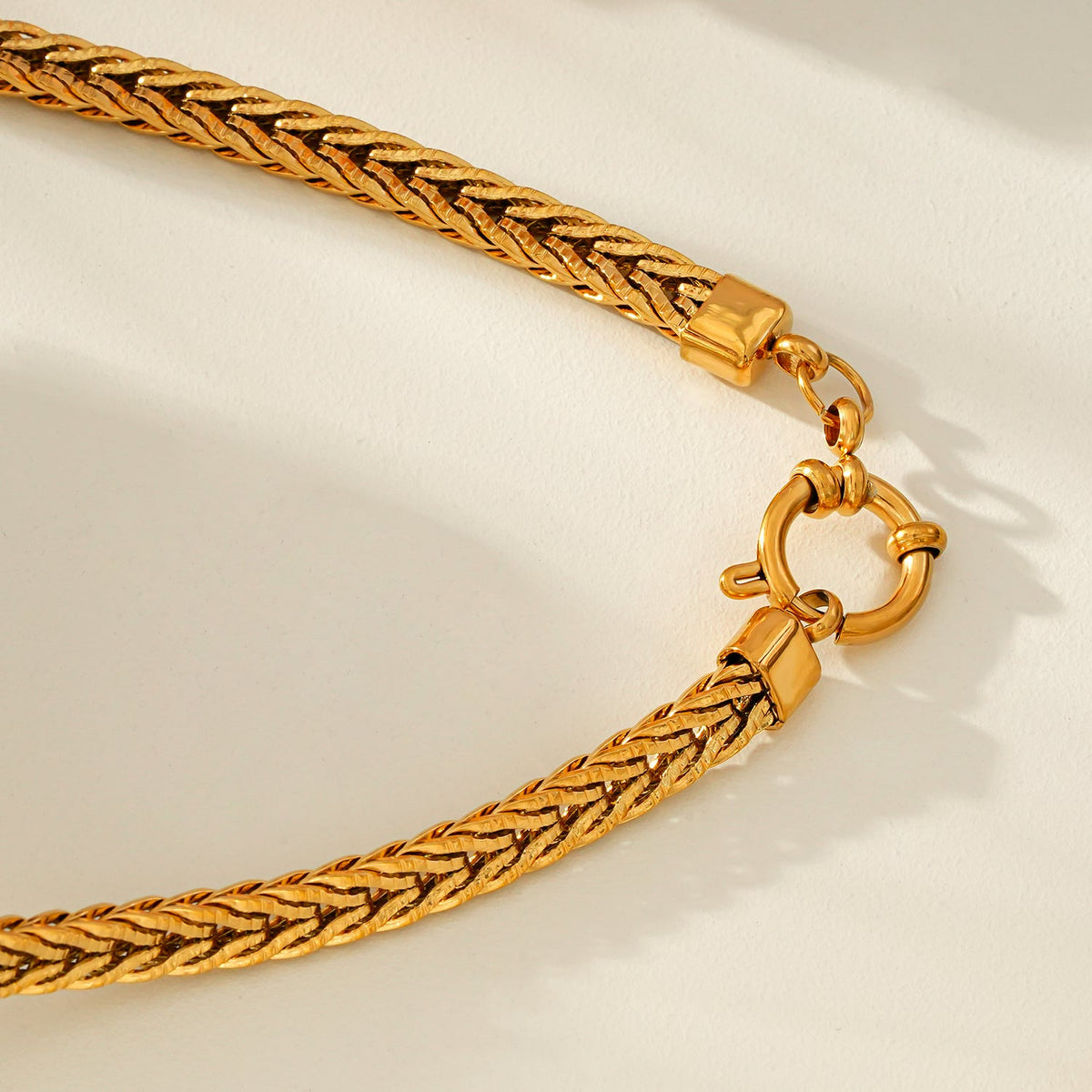 HACKNEY NINE ALICE gold chunky link chain necklace with ring fastener pendant, alternate view