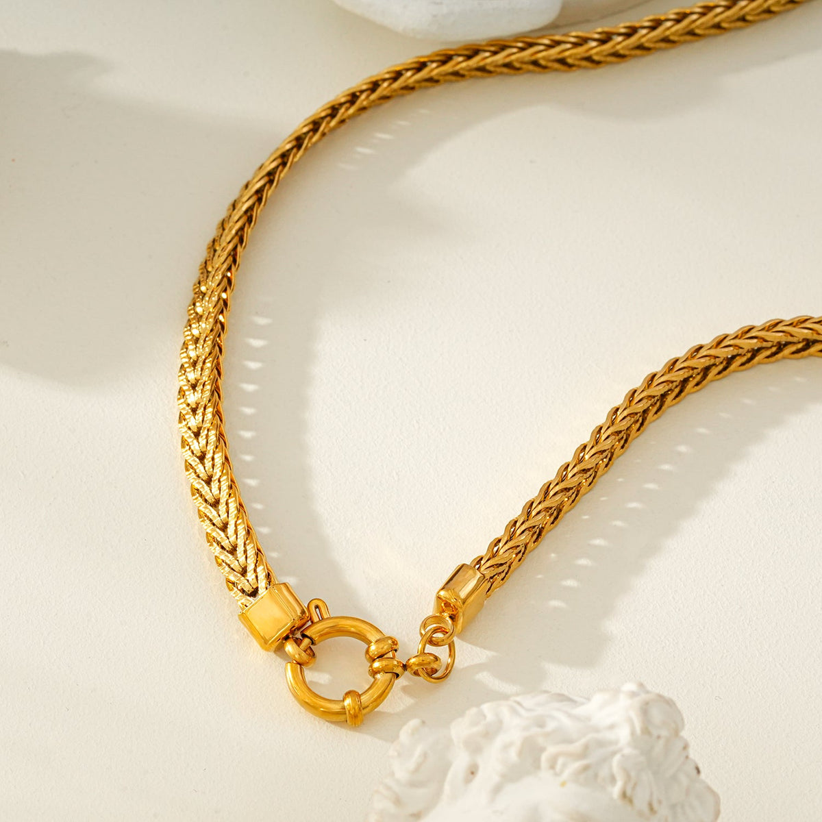 HACKNEY NINE ALICE gold chunky link chain necklace with ring fastener pendant, alternate view