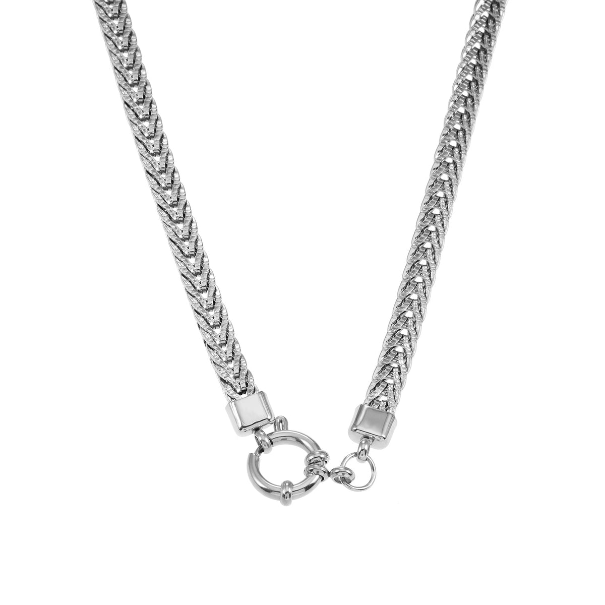 HACKNEY NINE ALICE silver chunky link chain necklace with ring fastener pendant, alternate view