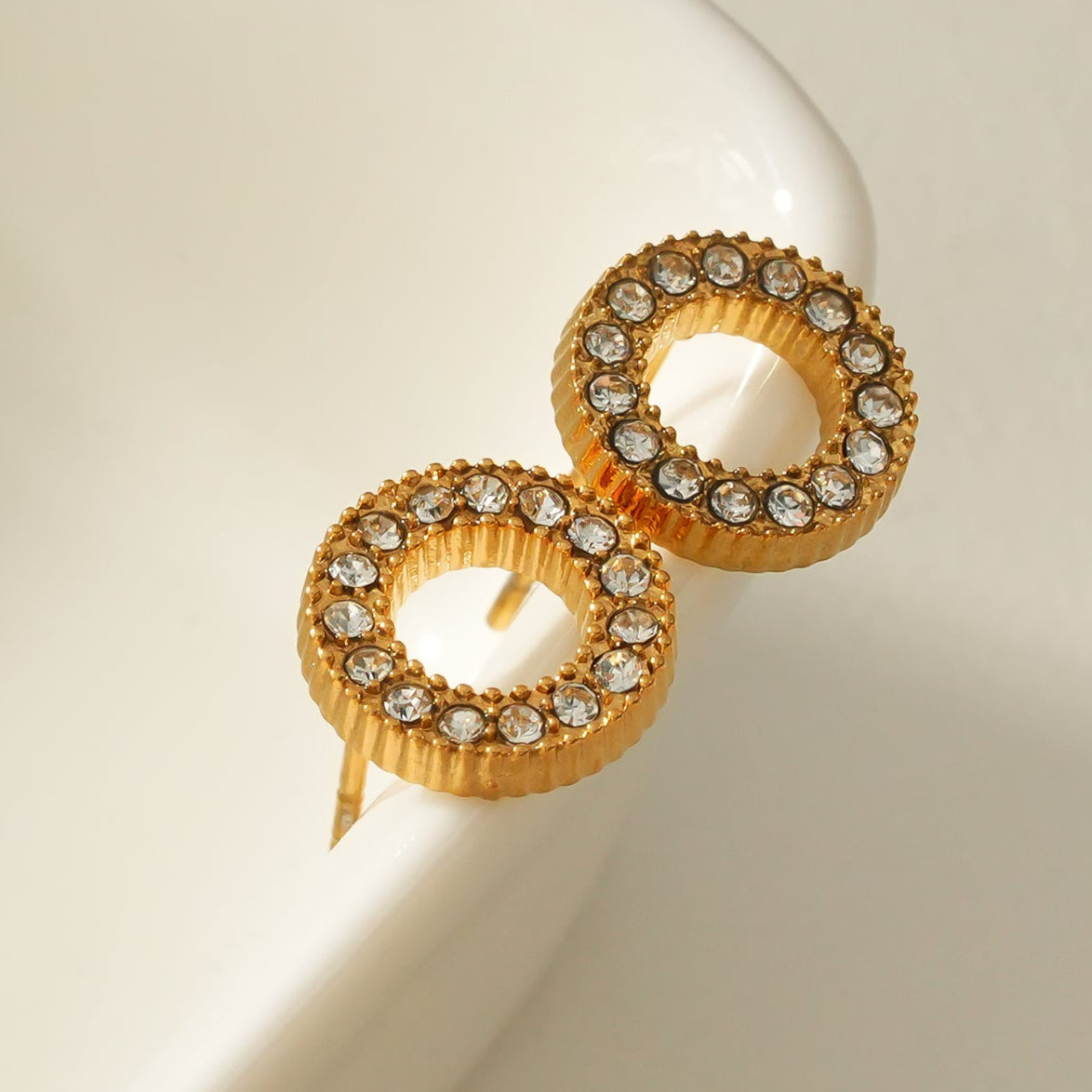 HACKNEY NINE AMATOLE gold mini circle stud earrings with pavé zirconia