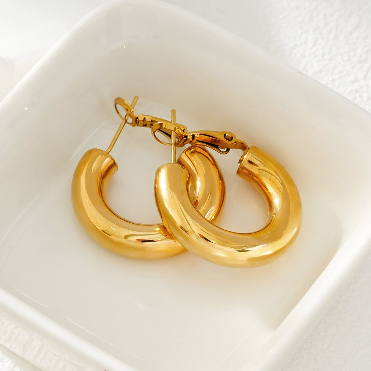 HACKNEY NINE BLYDE gold semi-wide mini hoop earrings, alternate view