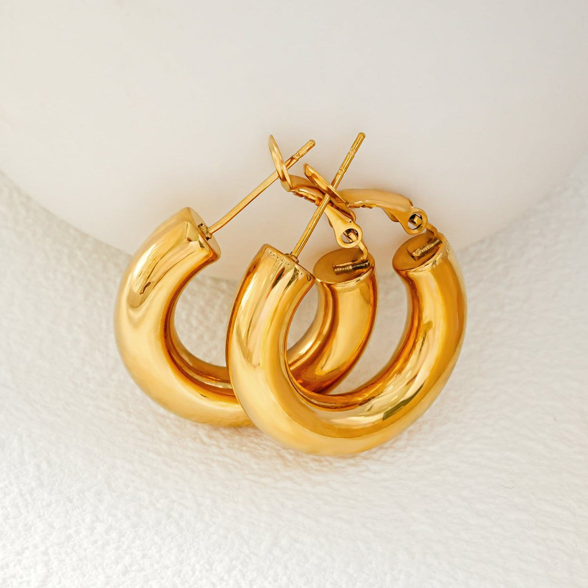 HACKNEY NINE BLYDE gold semi-wide mini hoop earrings, alternate view