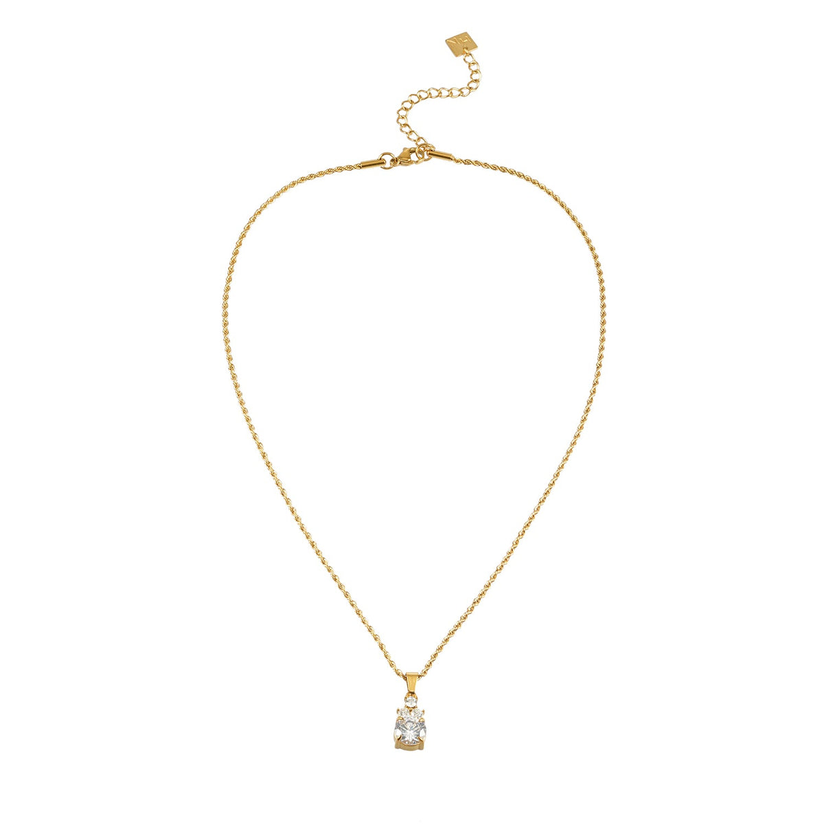 HACKNEY NINE DANAE gold textured rope chain with zirconia trio pendant, alternate view