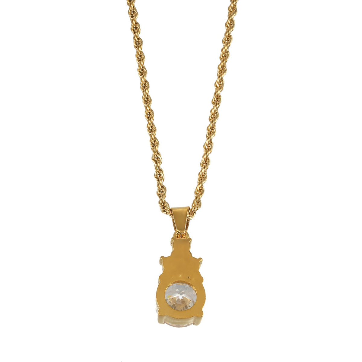 HACKNEY NINE DANAE gold textured rope chain with zirconia trio pendant, alternate view