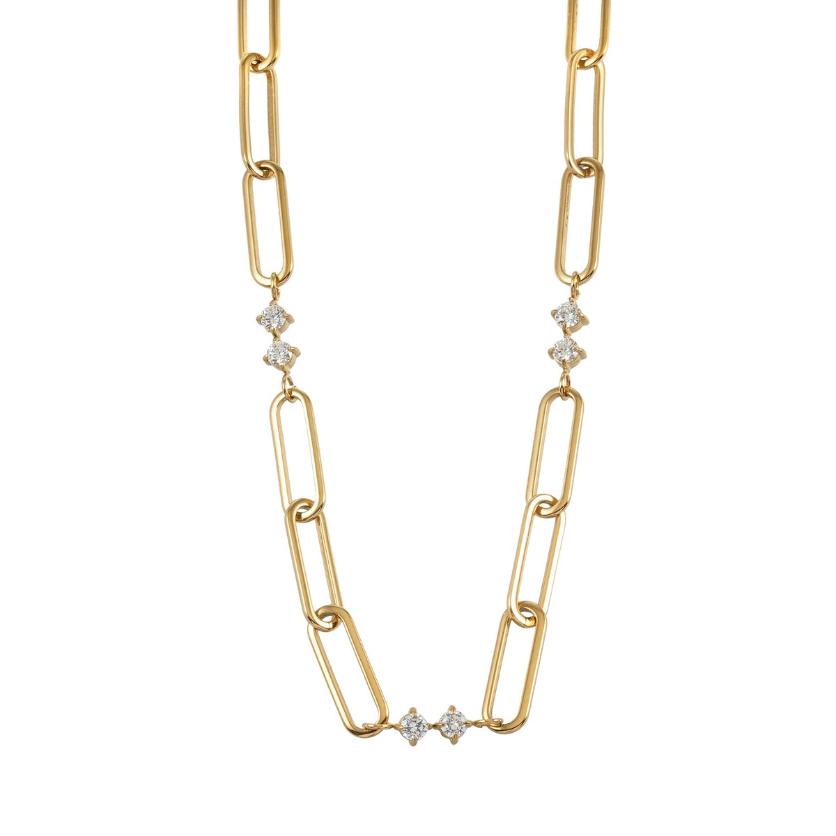 HACKNEY NINE ELOPPINA gold paper clip chain with zirconia accents and freshwater pearl charm, alternate view