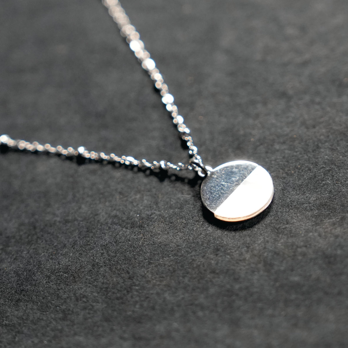 HACKNEY NINE EMERSYN silver necklace with metal and shell circle pendant, alternate view