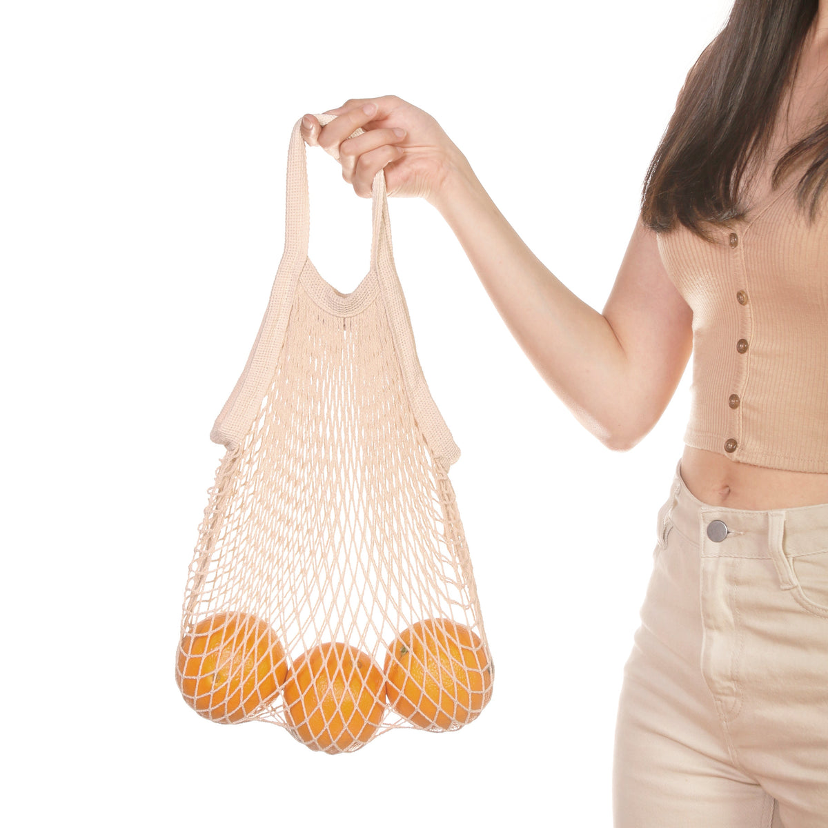 Eco Beige natural cotton netted hand bag