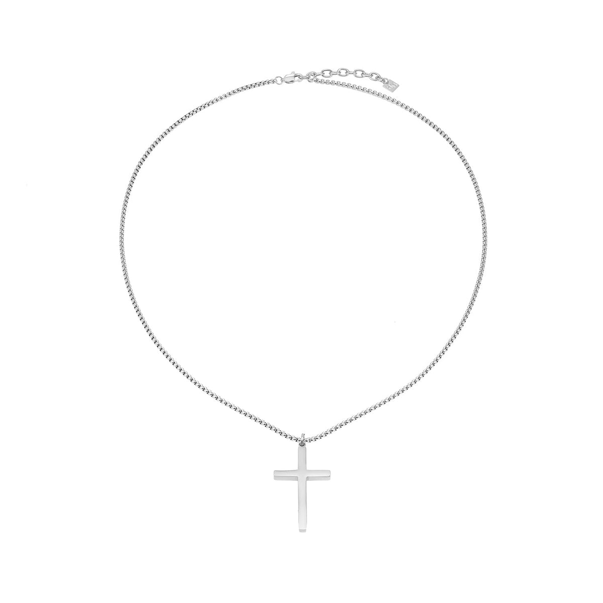 HACKNEY NINE JENGO silver square link chain with minimalist cross pendant, alternate view