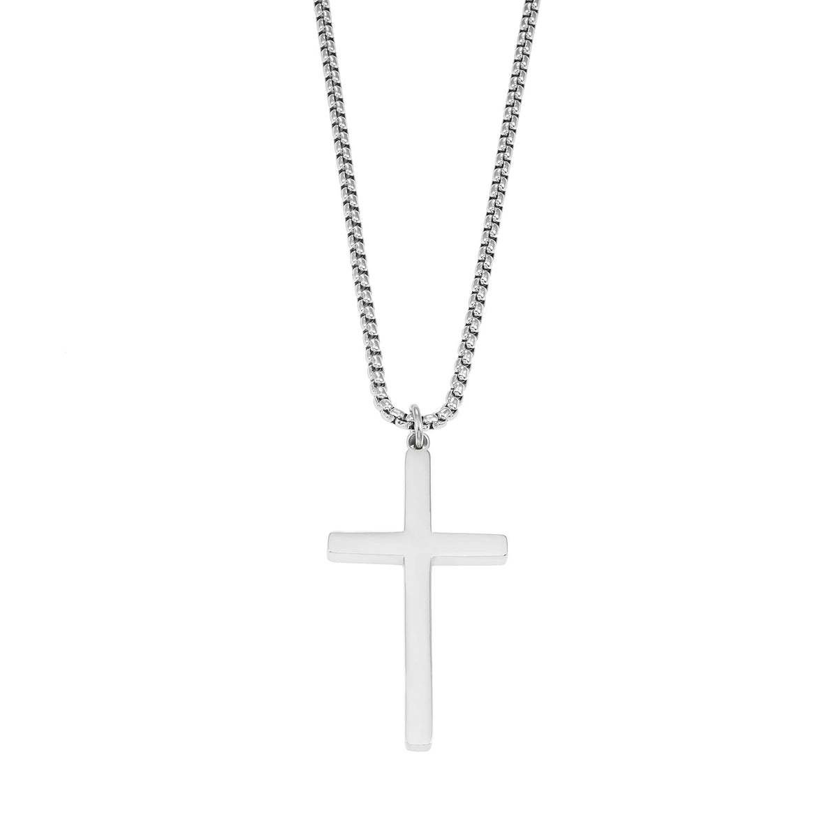 HACKNEY NINE JENGO silver square link chain with minimalist cross pendant, alternate view