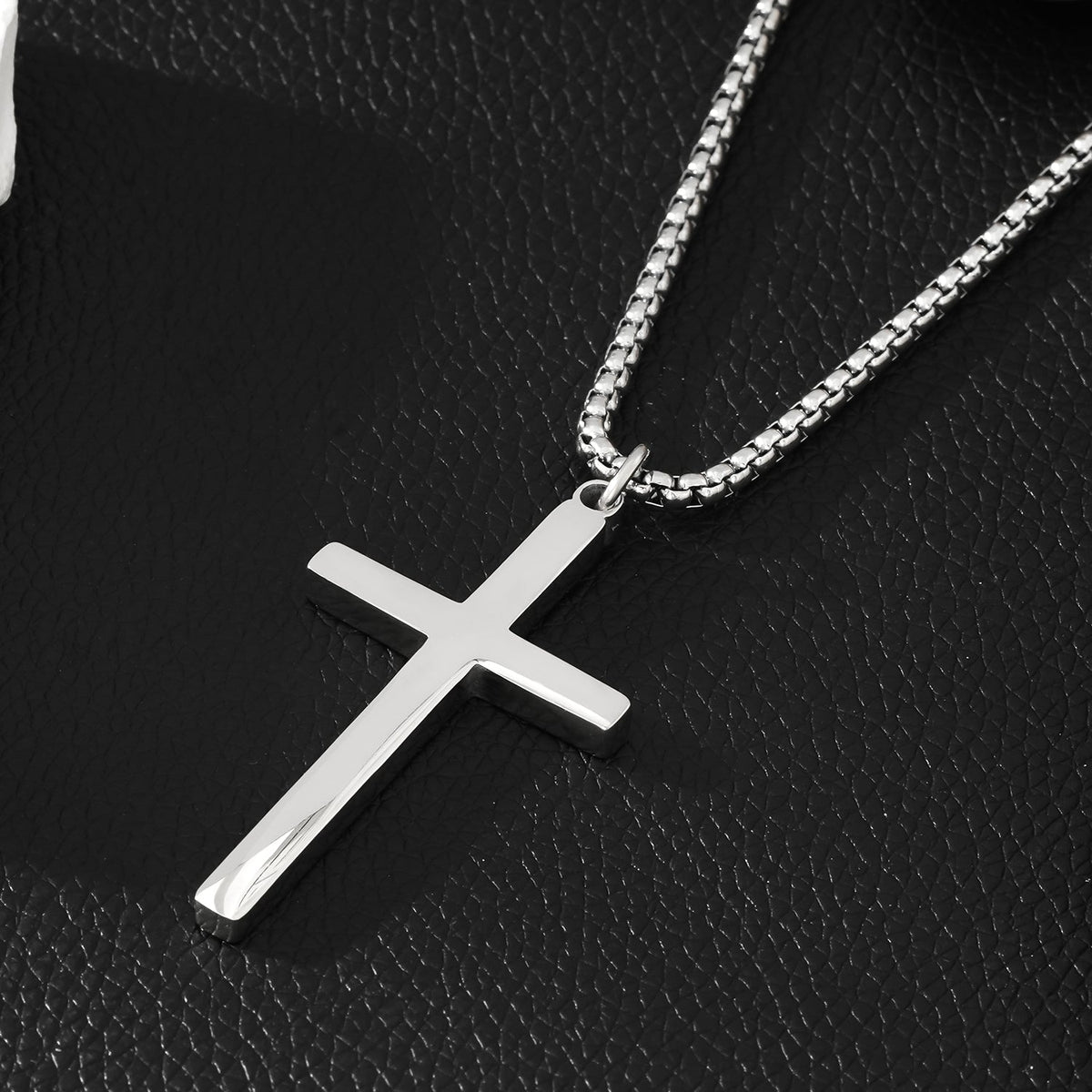 HACKNEY NINE JENGO silver square link chain with minimalist cross pendant, alternate view