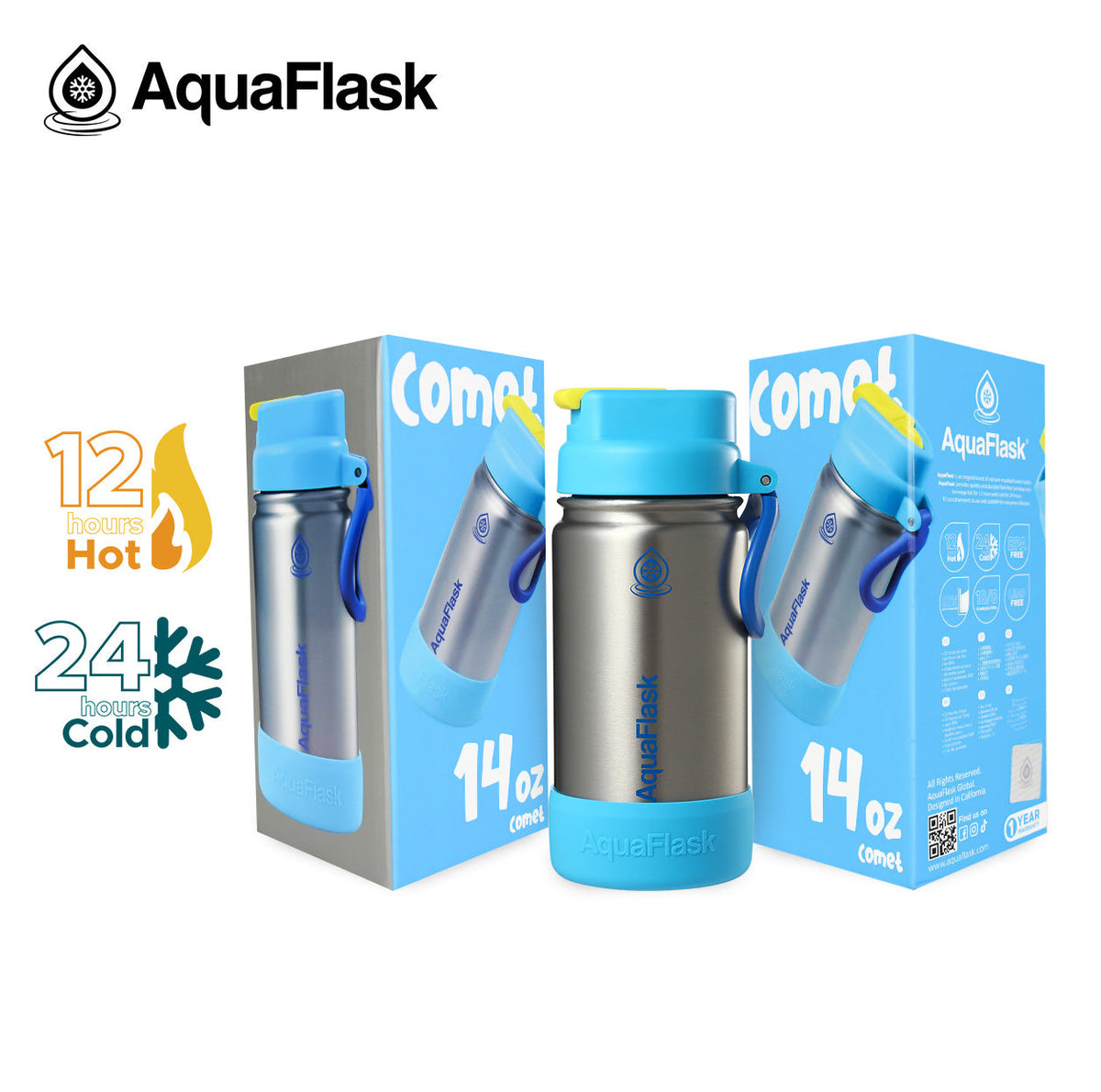 AquaFlask Kids FlipSip 14oz water bottle, alternate view