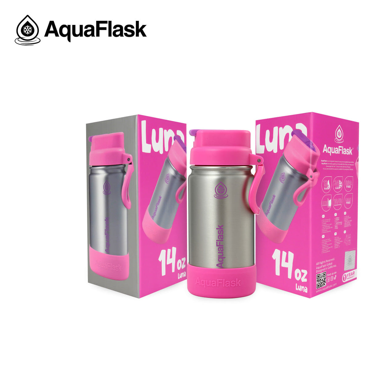 AquaFlask Kids FlipSip 14oz water bottle, alternate view