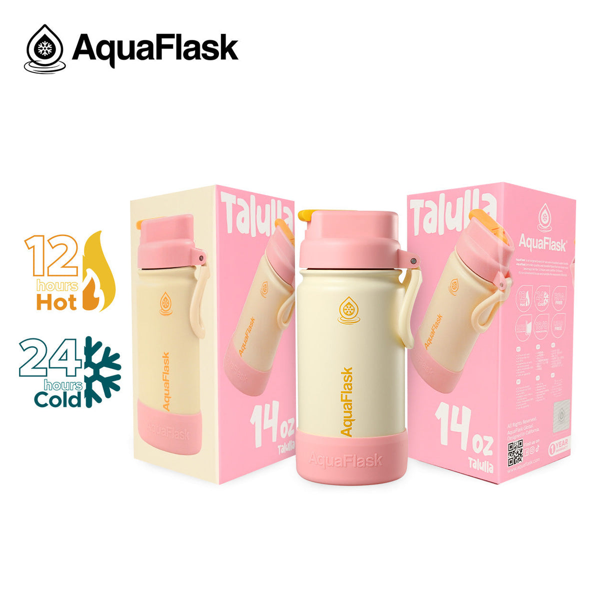 AquaFlask Kids FlipSip 14oz water bottle in Talulla