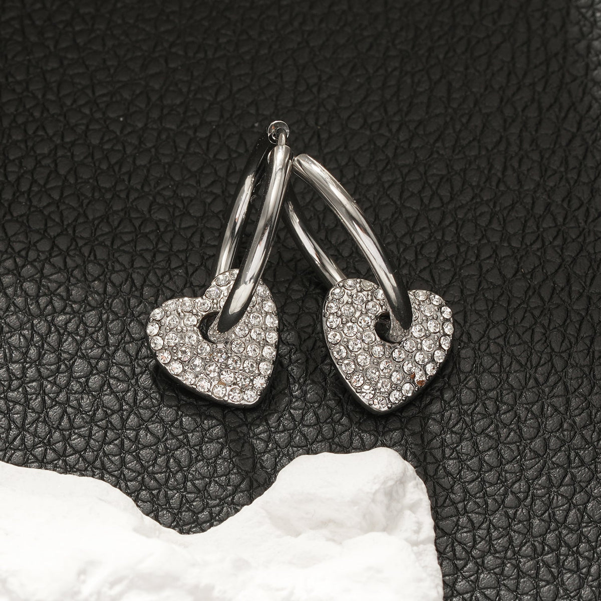 HACKNEY NINE MAABU silver mini hoop earrings with zirconia heart charm