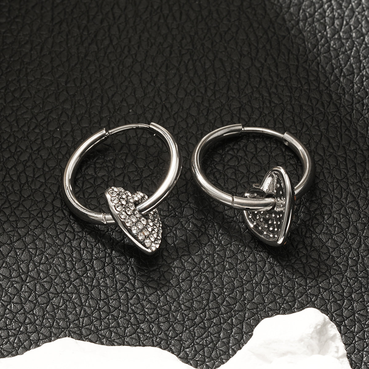 HACKNEY NINE MAABU silver mini hoop earrings with zirconia heart charm, alternate view
