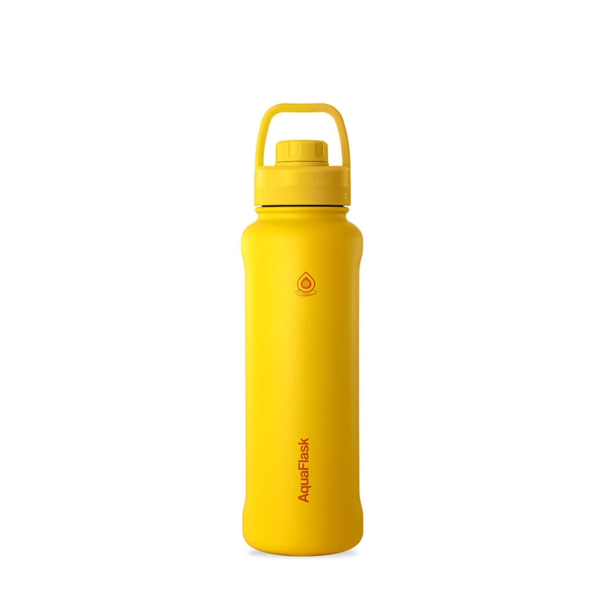 AquaFlask 40oz stainless steel water bottle with sports lid in Mustard