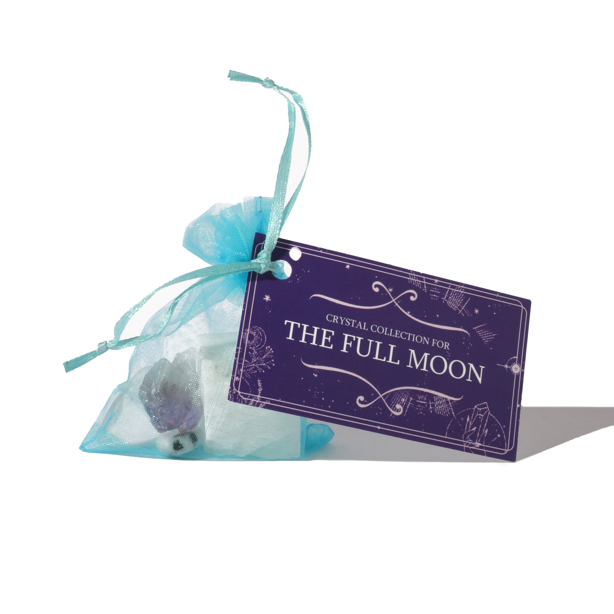 Intention crystal collection, set of four stones with description card in Full Moon