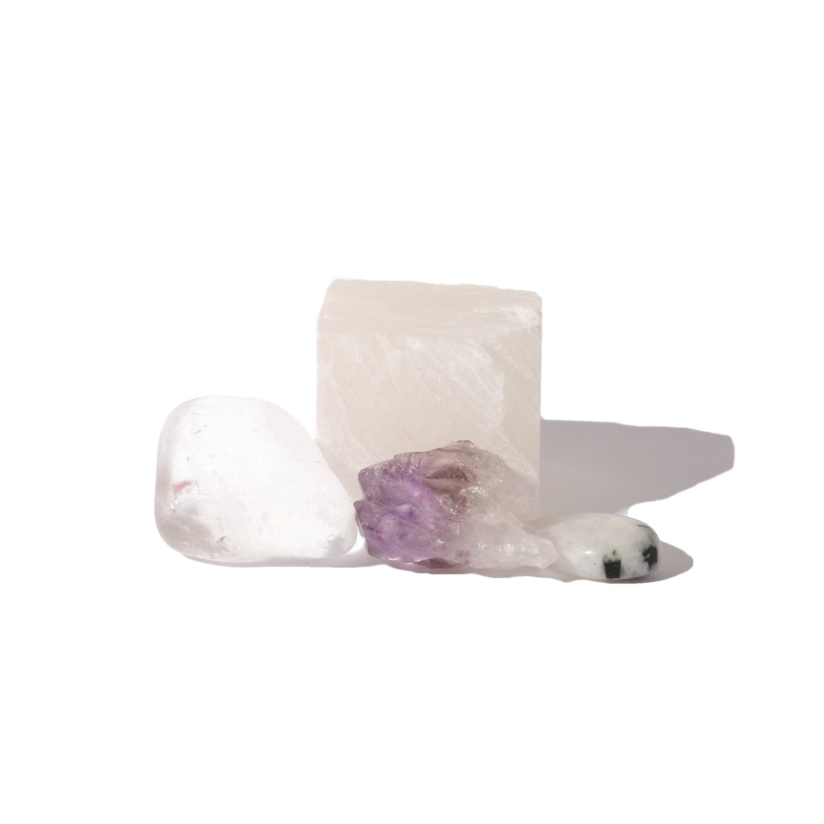 Intention crystal collection, set of four stones with description card, alternate view
