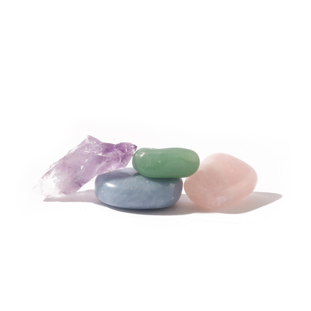 Intention crystal collection, set of four stones with description card, alternate view