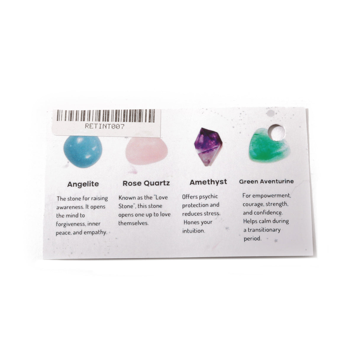 Intention crystal collection, set of four stones with description card, alternate view