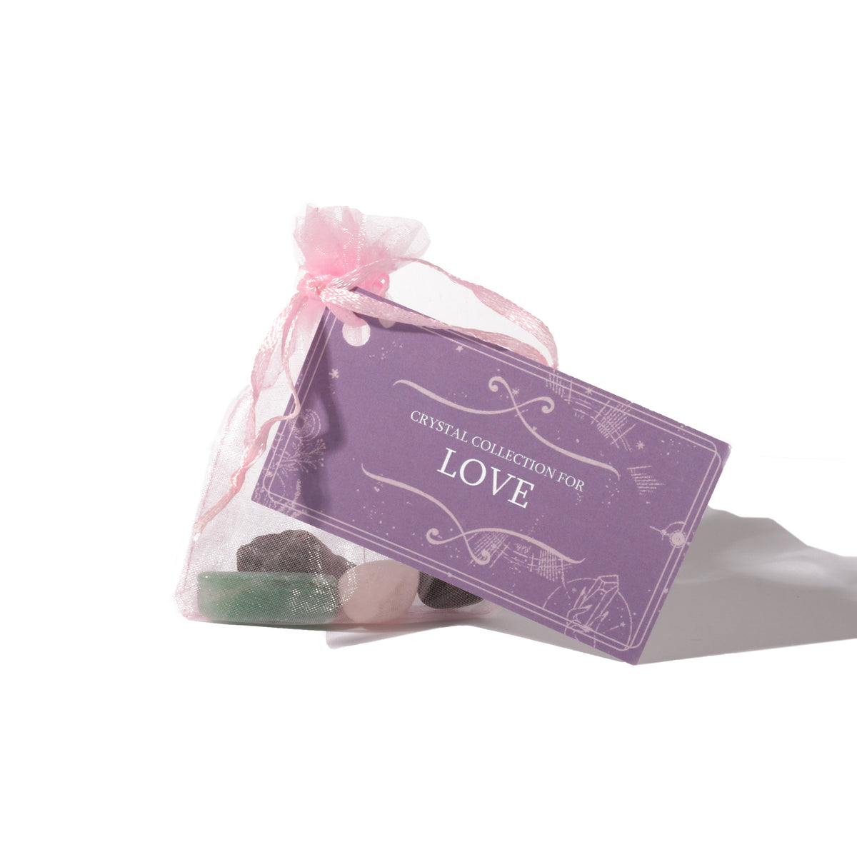 Intention crystal collection, set of four stones with description card in Love