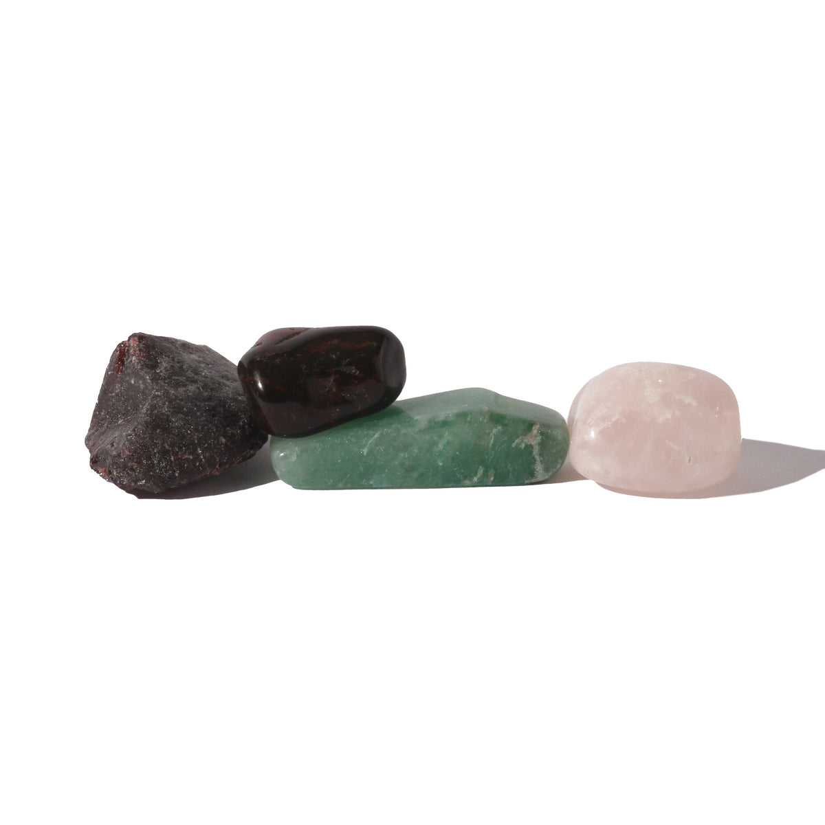 Intention crystal collection, set of four stones with description card, alternate view