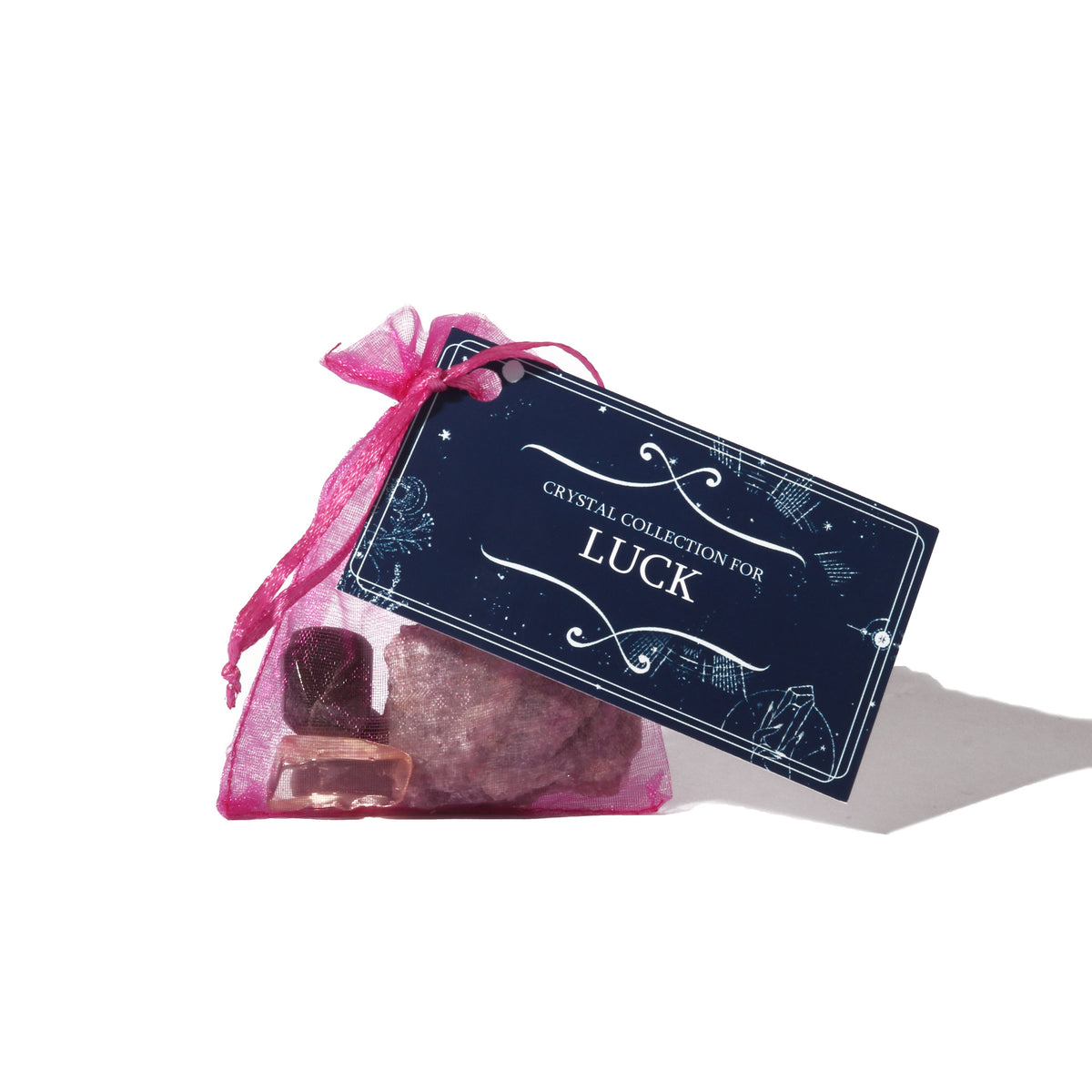 Intention crystal collection, set of four stones with description card in Luck