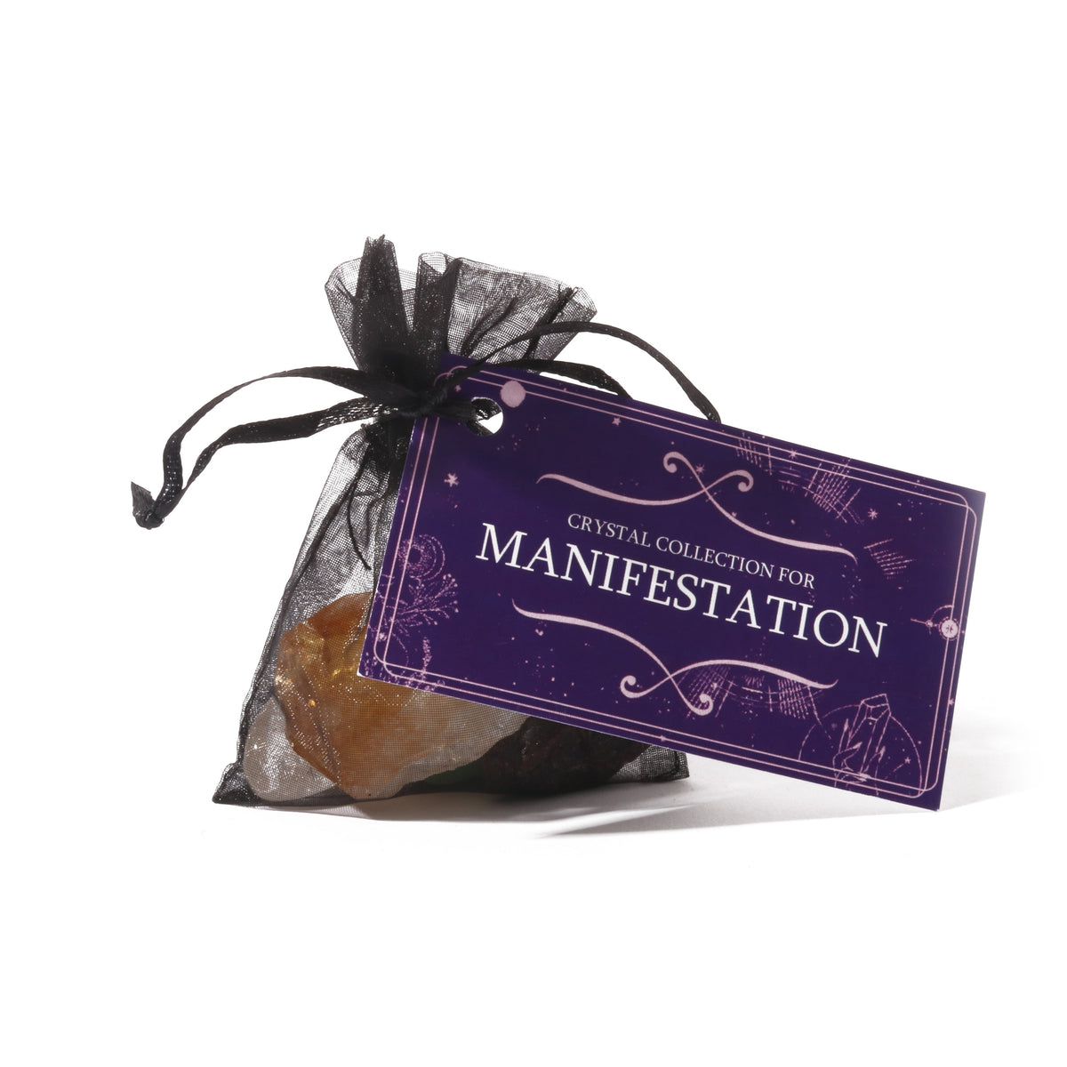 Intention crystal collection, set of four stones with description card in Manifestation