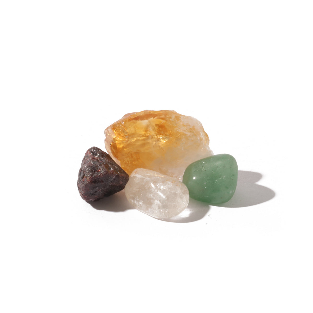 Intention crystal collection, set of four stones with description card, alternate view