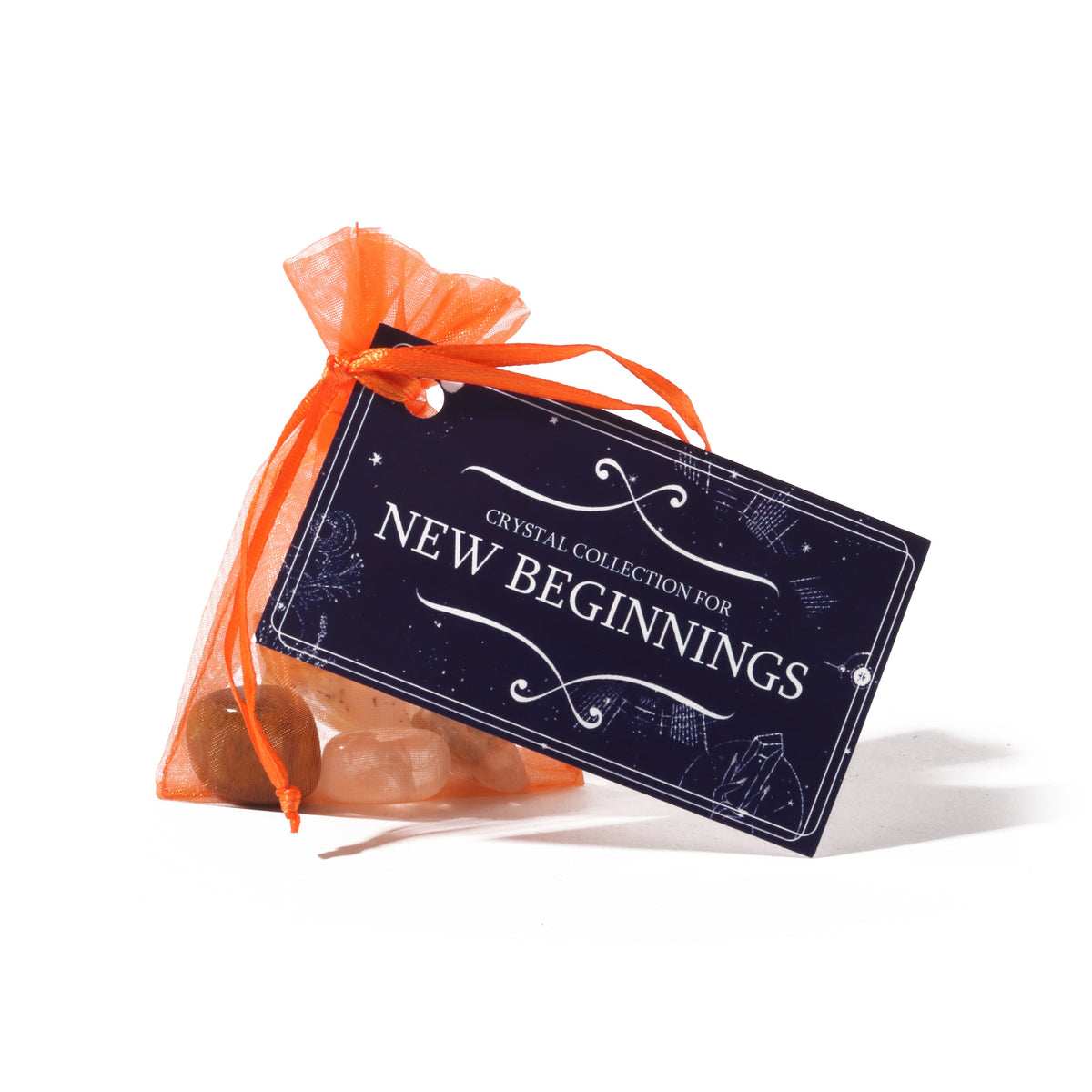 Intention crystal collection, set of four stones with description card in New Beginnings