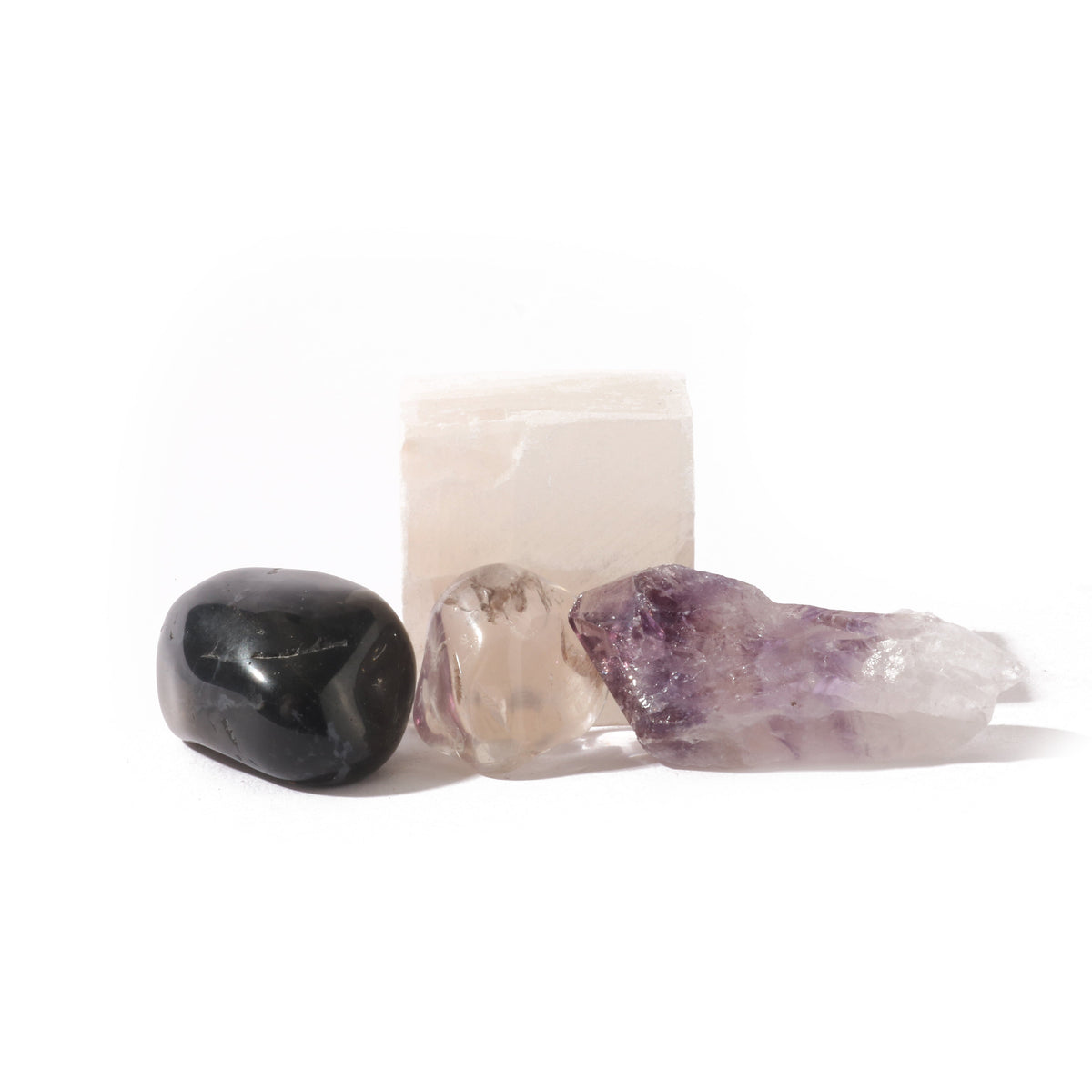 Intention crystal collection, set of four stones with description card, alternate view