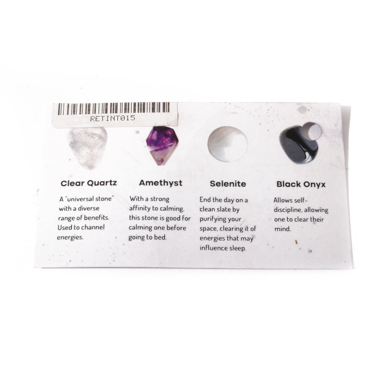 Intention crystal collection, set of four stones with description card, alternate view