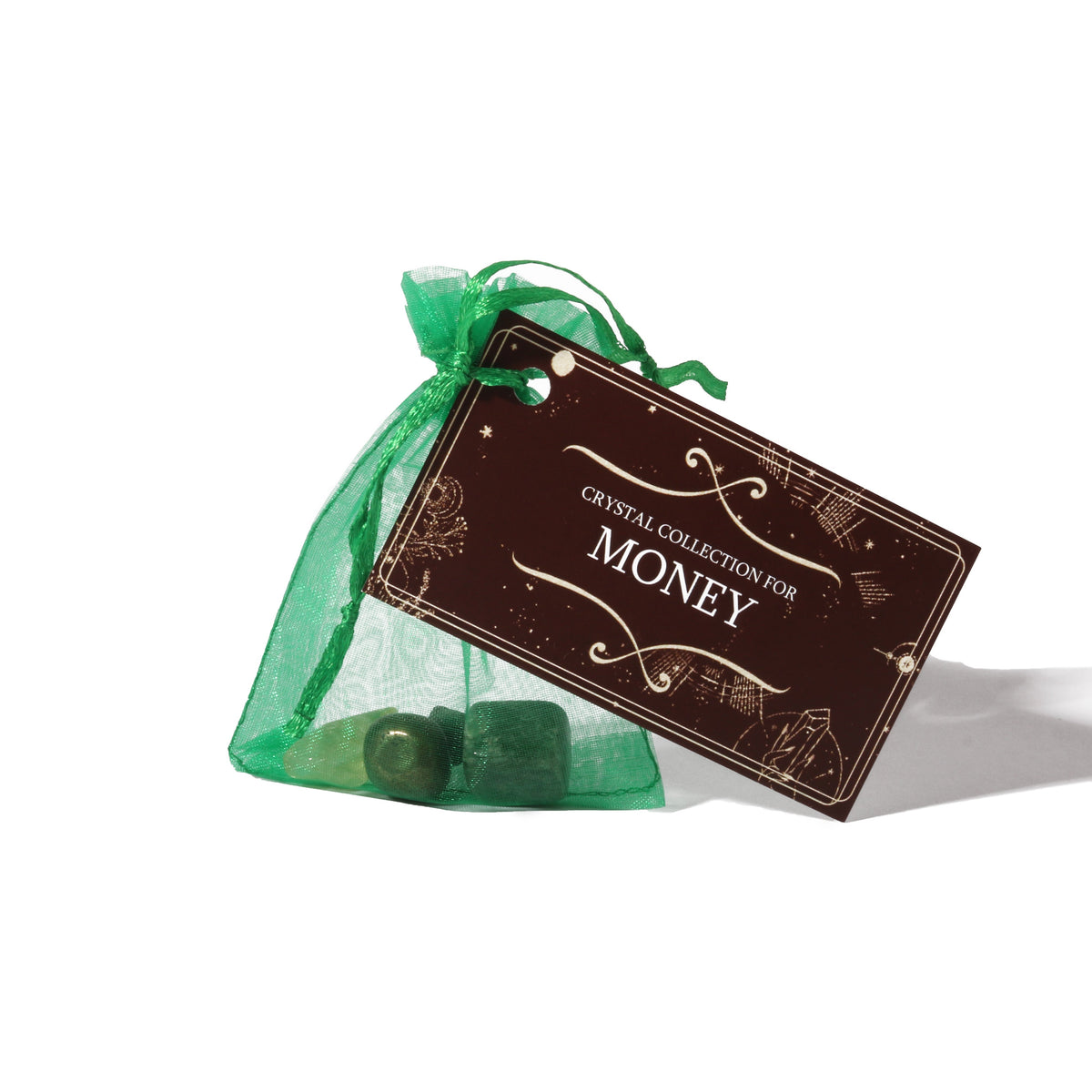 Intention crystal collection, set of four stones with description card in Money