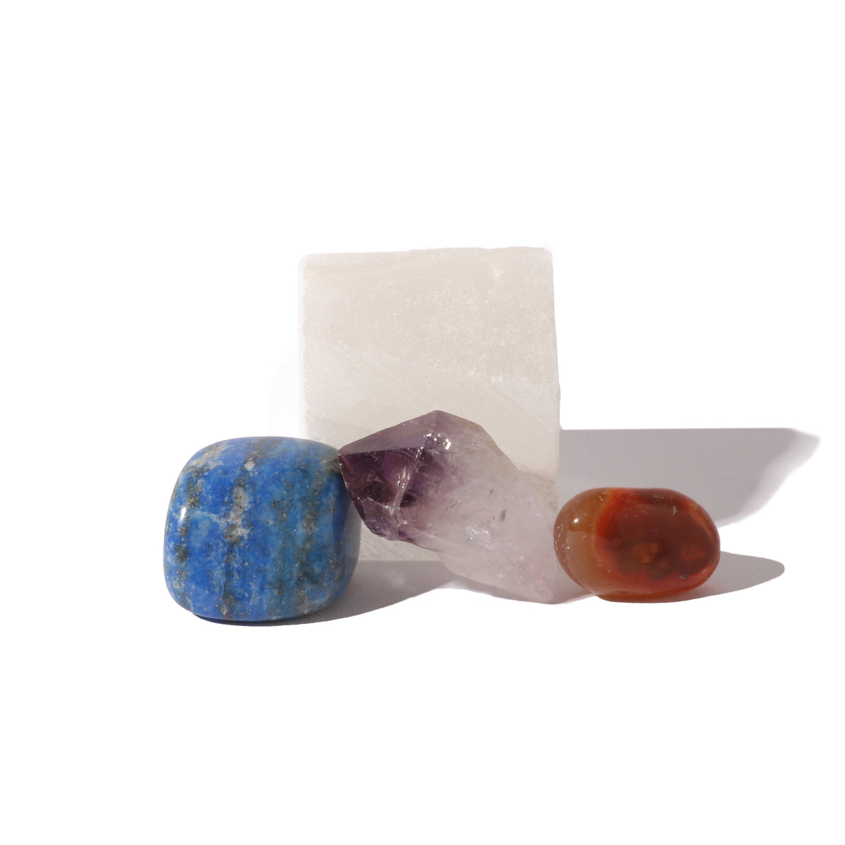 Intention crystal collection, set of four stones with description card, alternate view