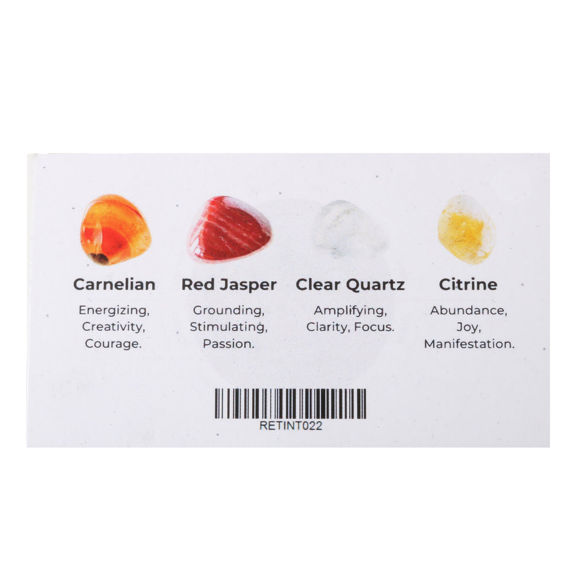 Zodiac crystal collection, set of four stones with description card, alternate view