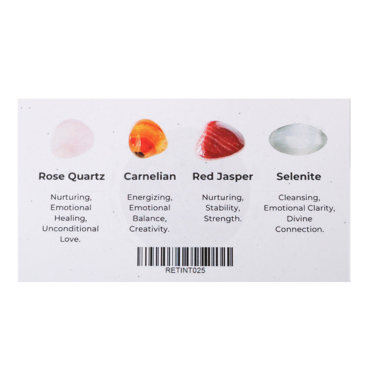 Zodiac crystal collection, set of four stones with description card, alternate view