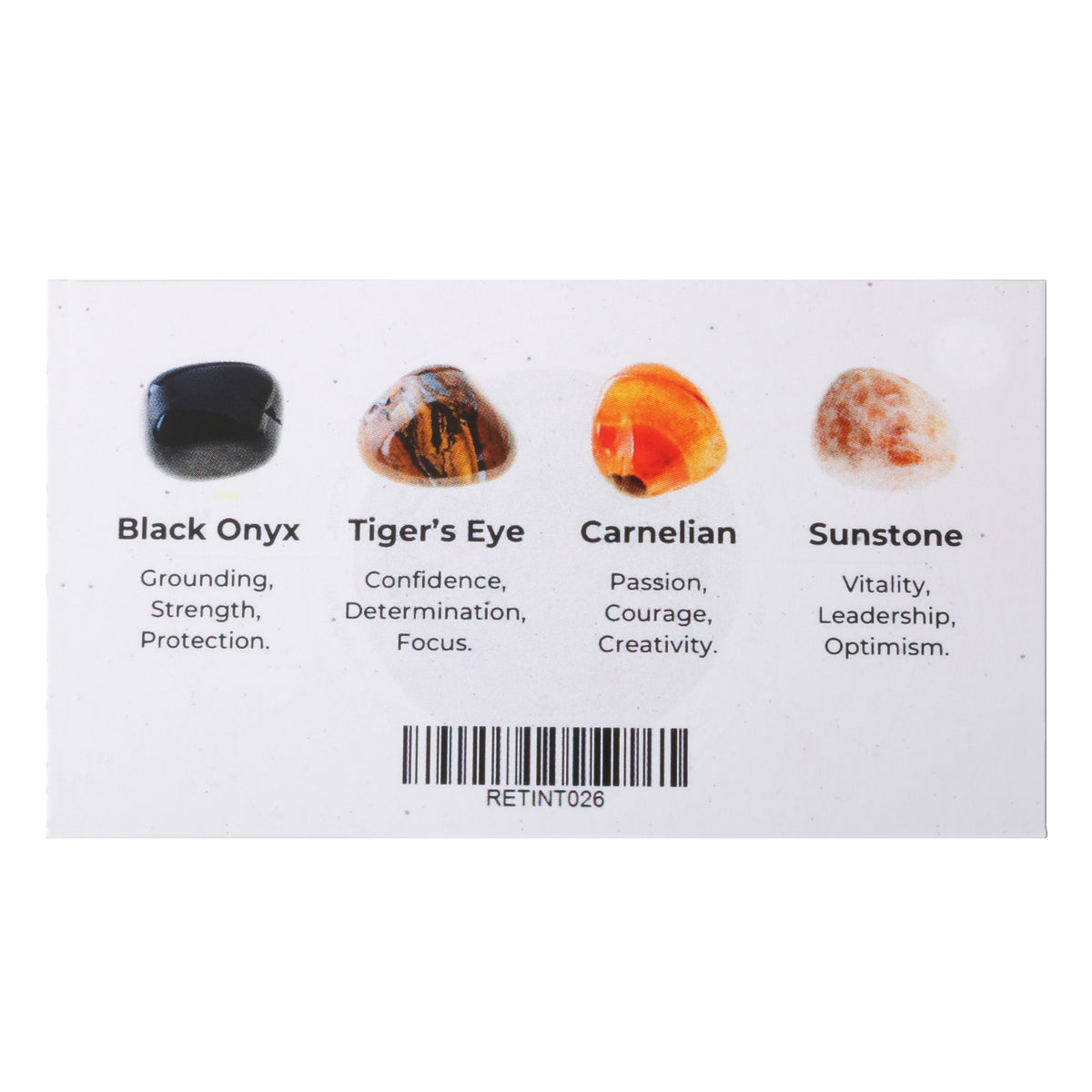 Zodiac crystal collection, set of four stones with description card, alternate view