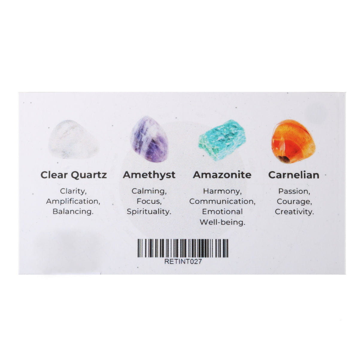 Zodiac crystal collection, set of four stones with description card, alternate view