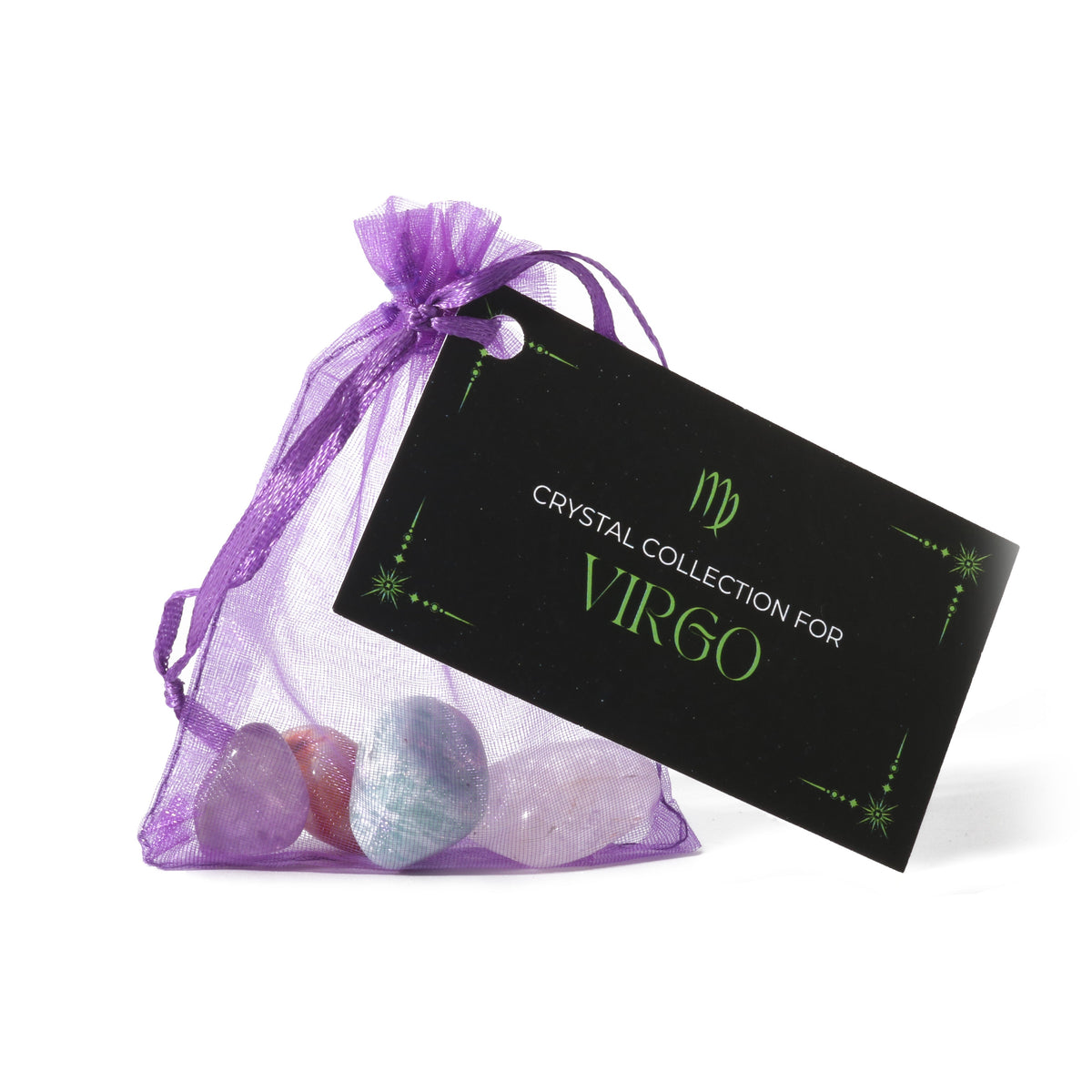Zodiac crystal collection, set of four stones with description card in Virgo