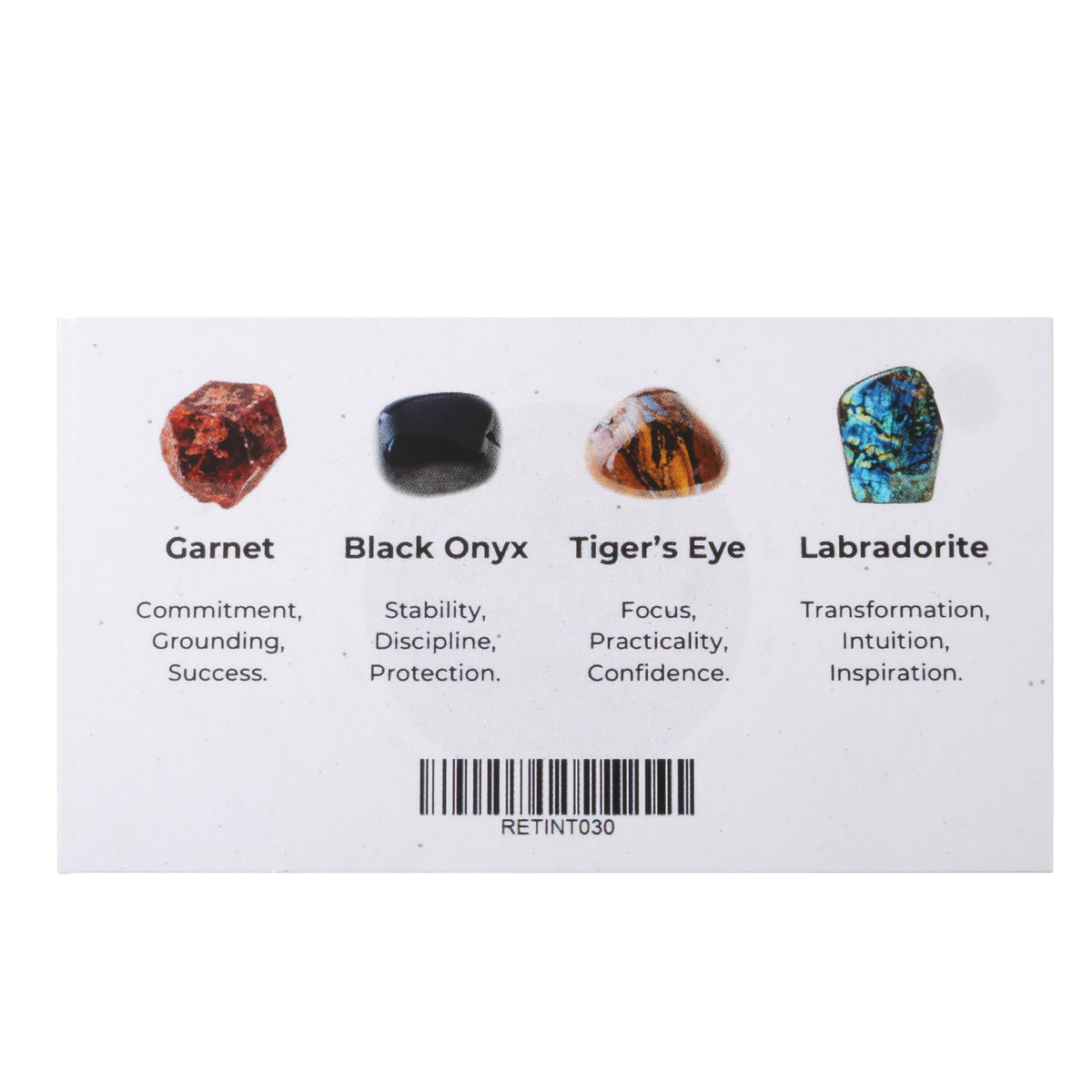 Zodiac crystal collection, set of four stones with description card, alternate view