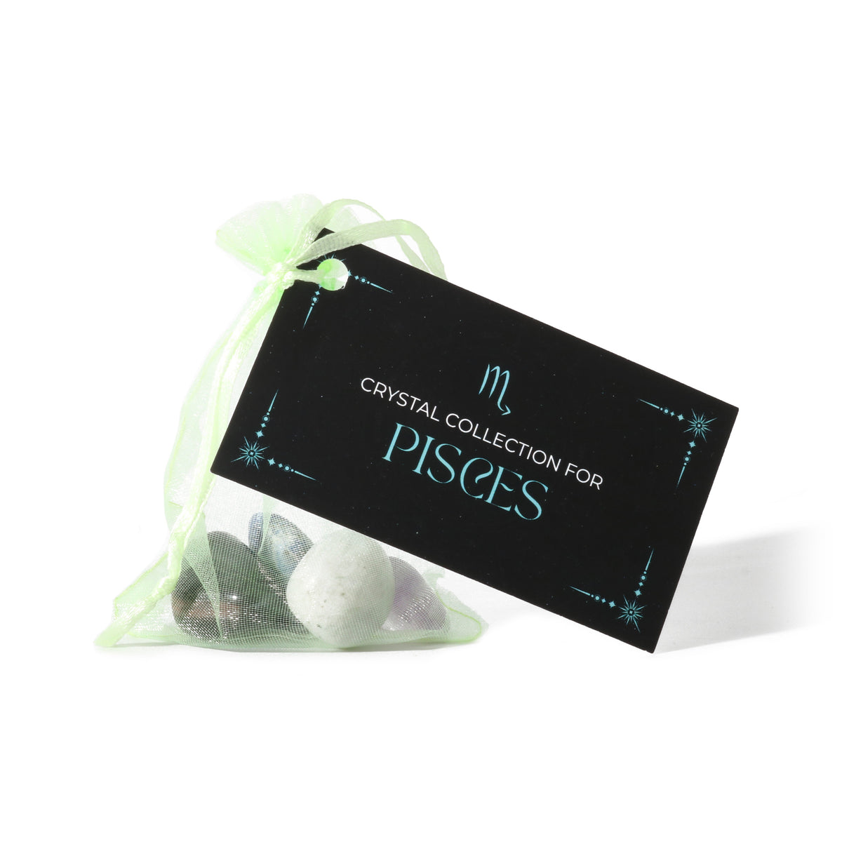 Zodiac crystal collection, set of four stones with description card in Pisces