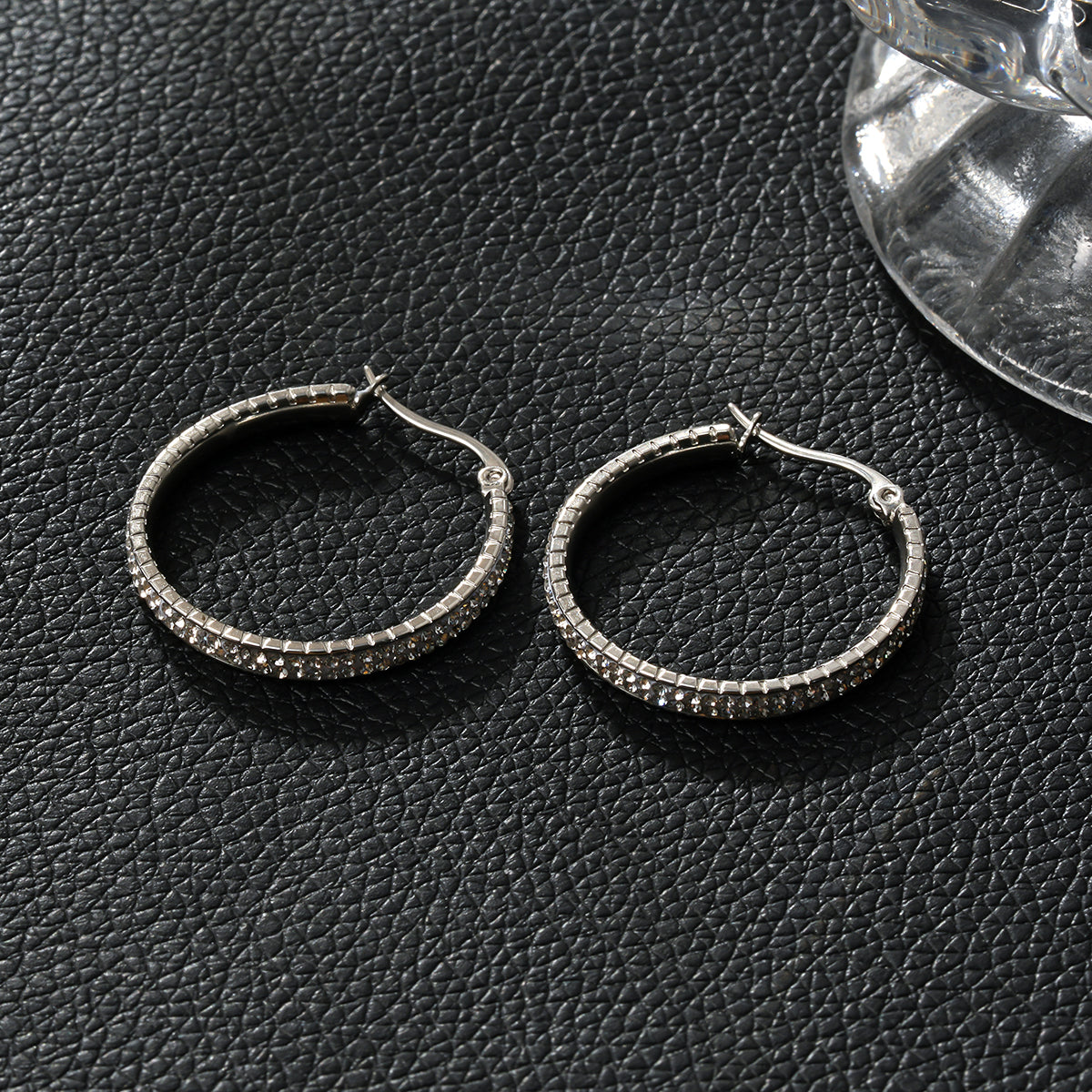 HACKNEY NINE YARA silver hoop earrings with pavé zirconia all the way around, alternate view