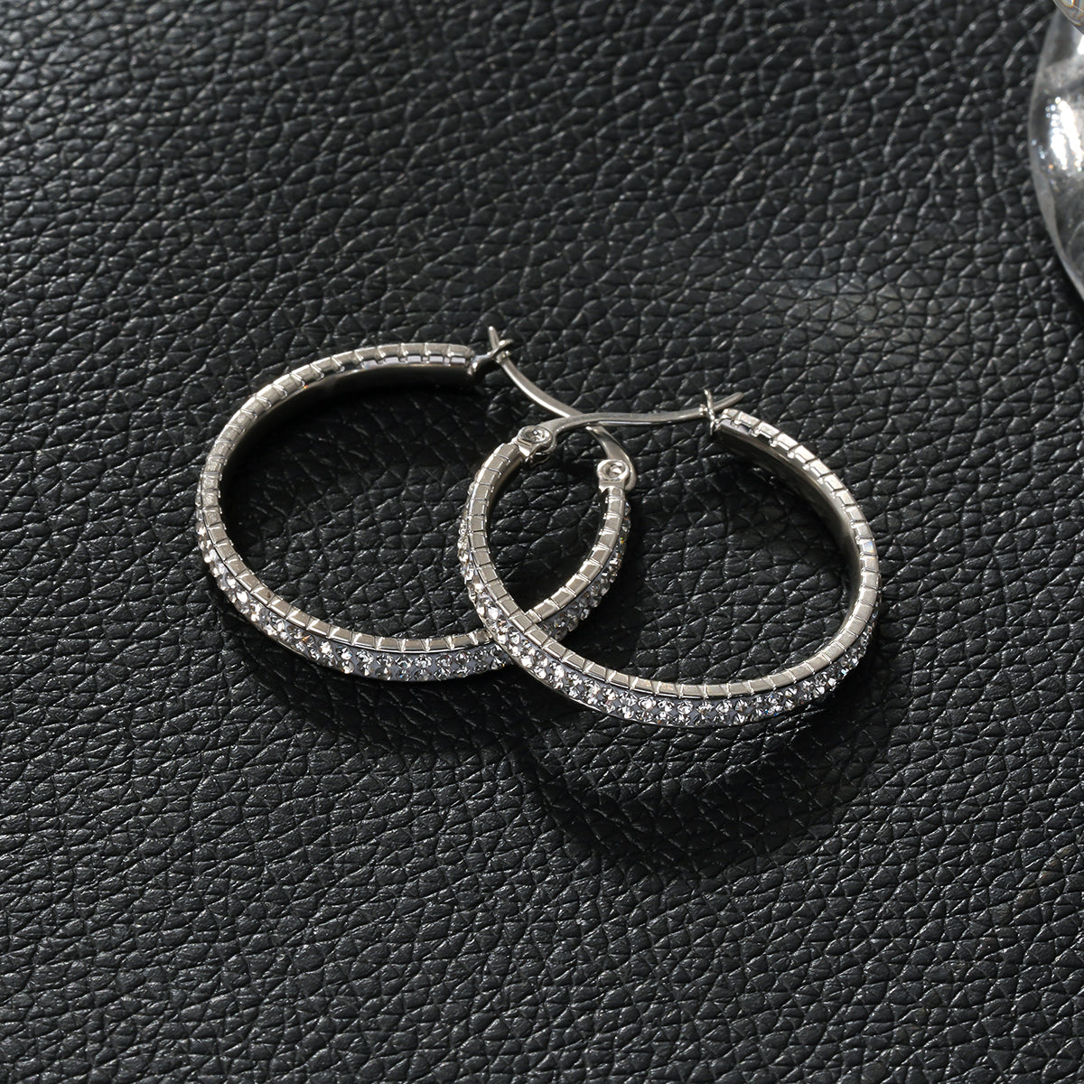 HACKNEY NINE YARA silver hoop earrings with pavé zirconia all the way around, alternate view