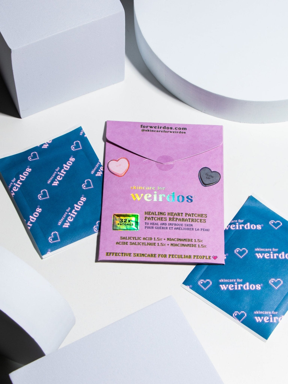 Skincare for Weirdos healing heart pimple patches, 32 pack, alternate view