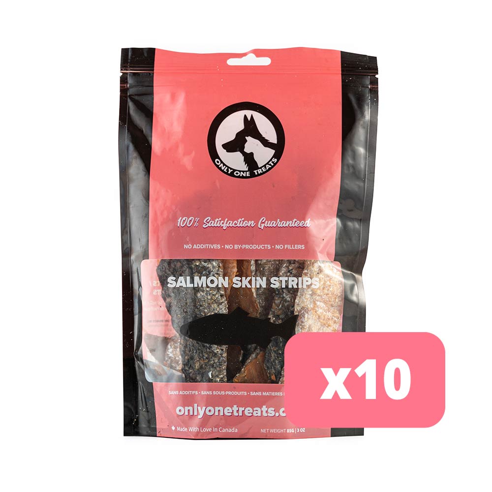 Only One Treats salmon skin strips dog treats, case of 10 bags